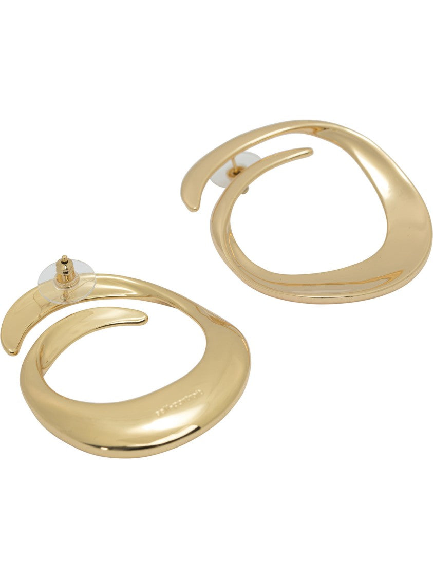 Self-Portrait Spiral-Design Gold Brass Earrings With Reflective Finish