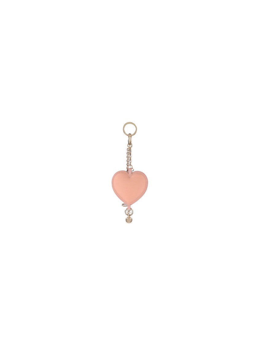 Chloé Pink Symbols Heart Leather Keyring