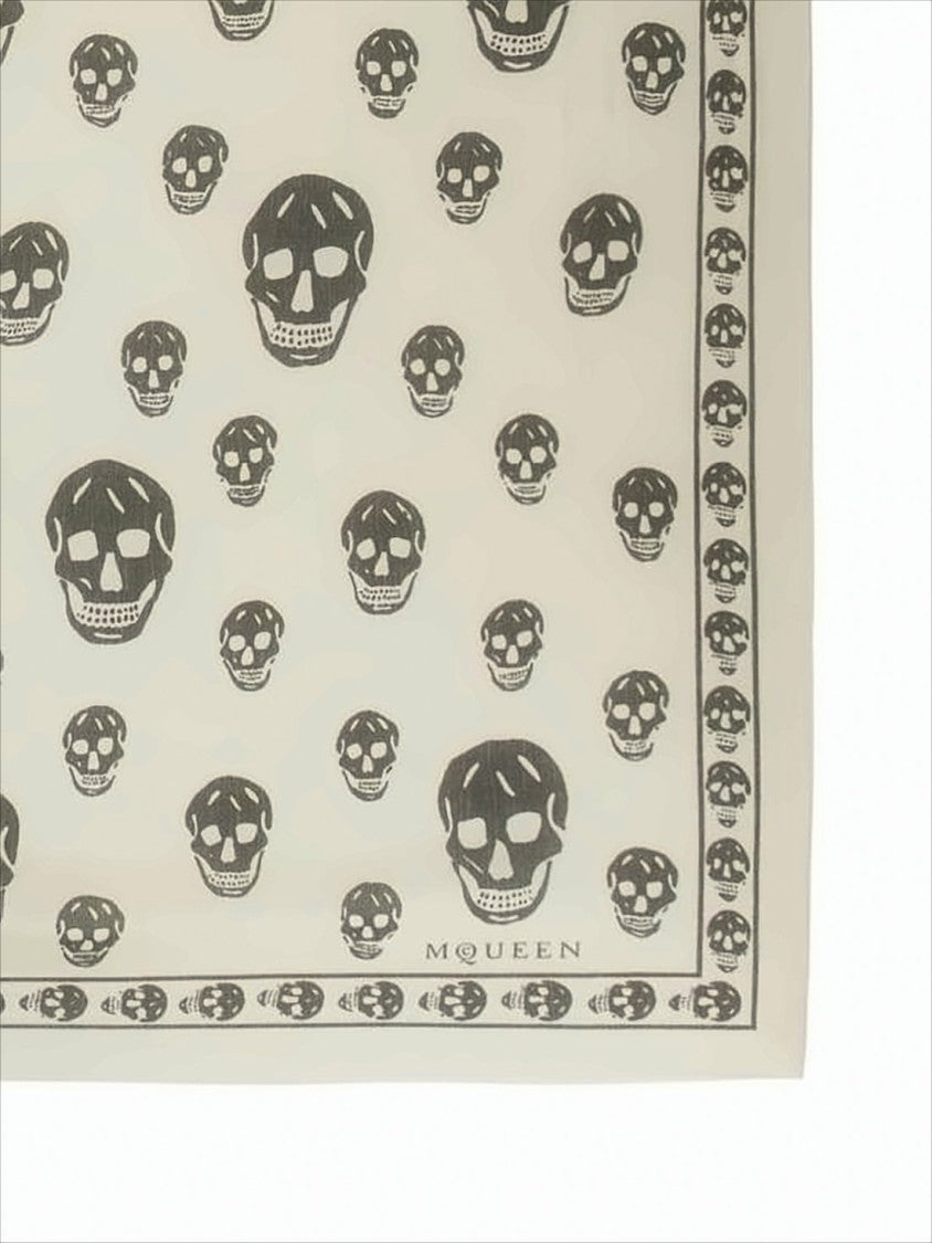 Alexander Mcqueen Rectangular Silk Scarf With Skull Motifs