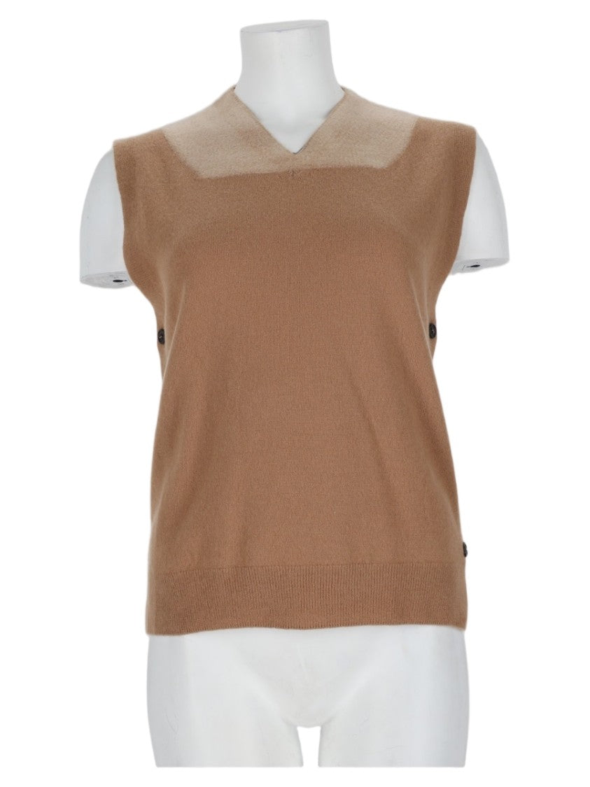 Maison Margiela Black V-Neck Ribbed Virgin Wool Tank Top