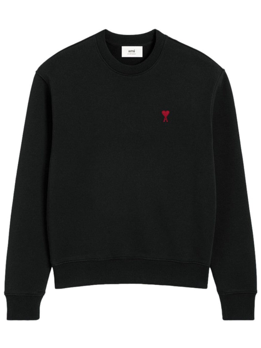 Ami Signature Monogram Black Cotton Sweatshirt