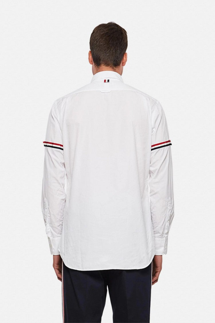 Thom Browne White Cotton Signature-Stripe Button-Down Shirt