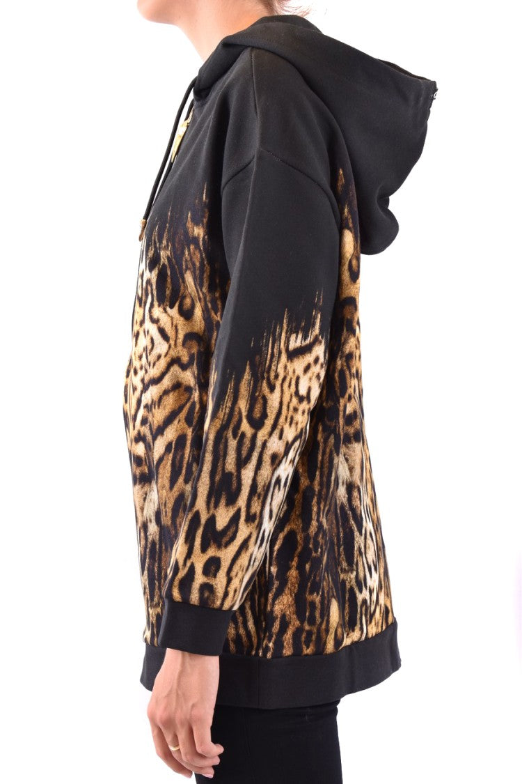 Roberto Cavalli Multicolor Animal Print Sweatshirt With Gold-Tone Zipper