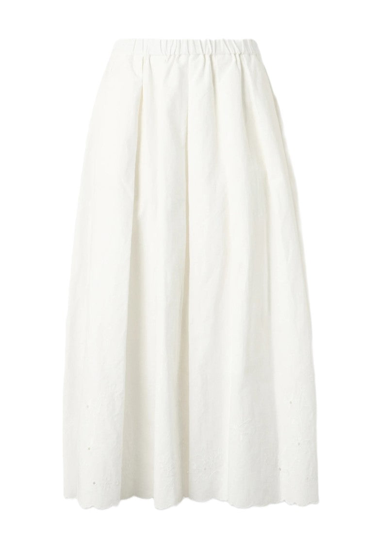 Max Mara White Cotton Linen Midi Skirt