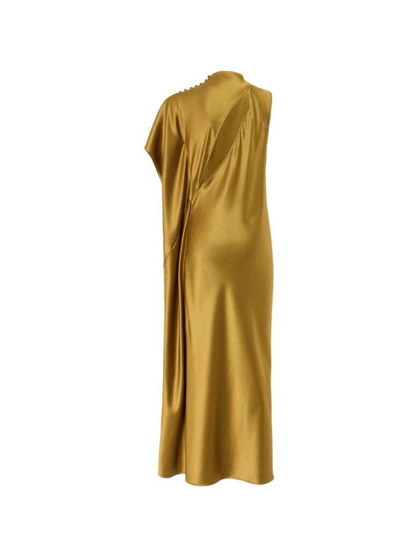 Pinko Asymmetrical Satin Elegant Draping Dress