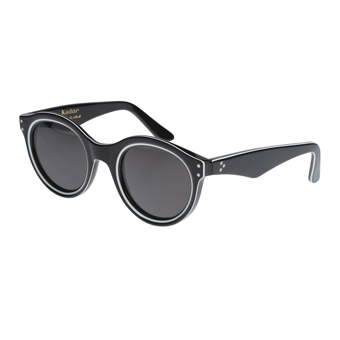 Kador Thick Bold Black Rounded Sunglasses With Rivet Details