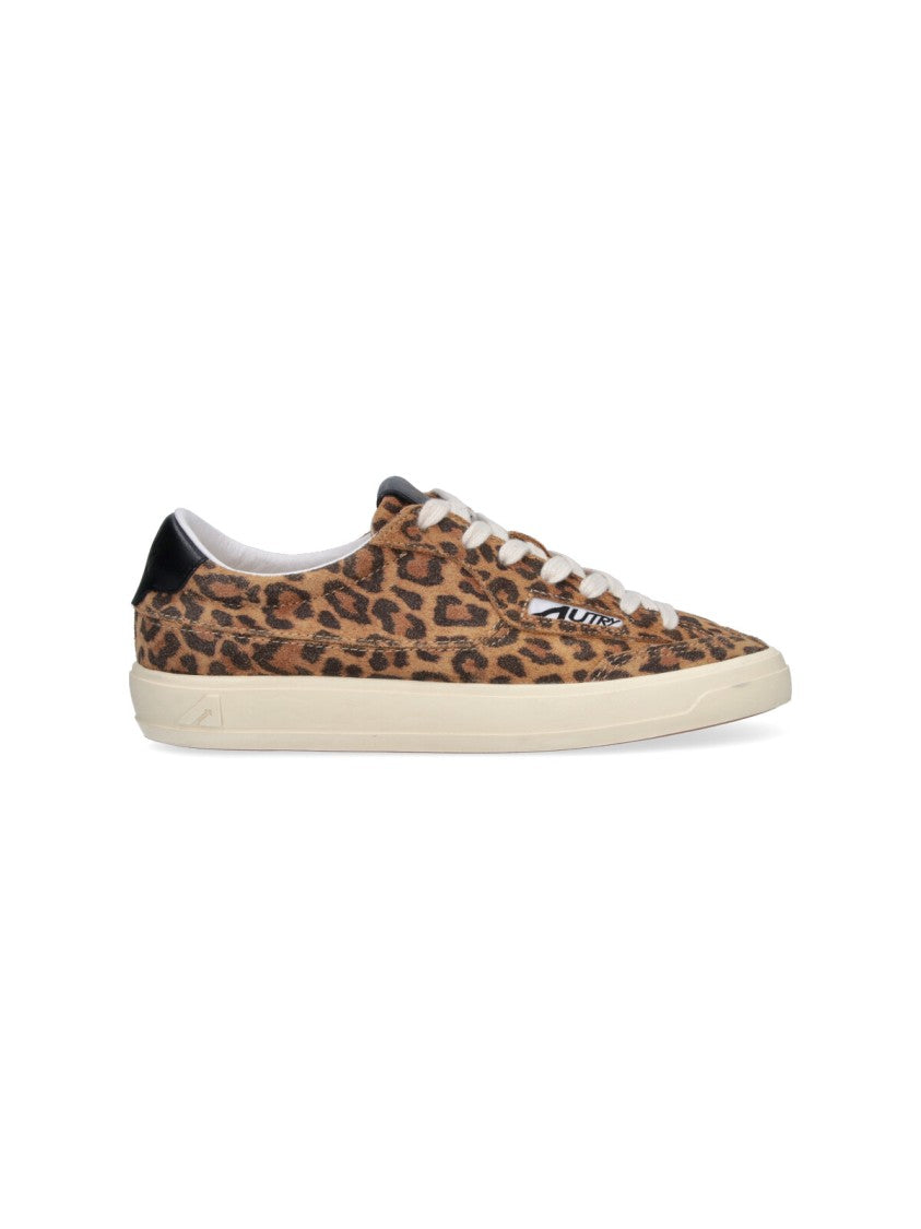 Autry Brown Windscape Animal Print Low-Top Sneakers