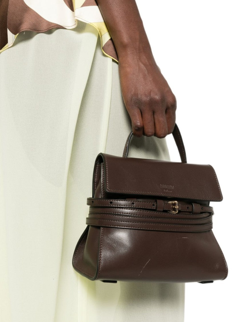 Moschino Structured Handbag With Smooth Leather Exterior And Gold-Tone Hardware