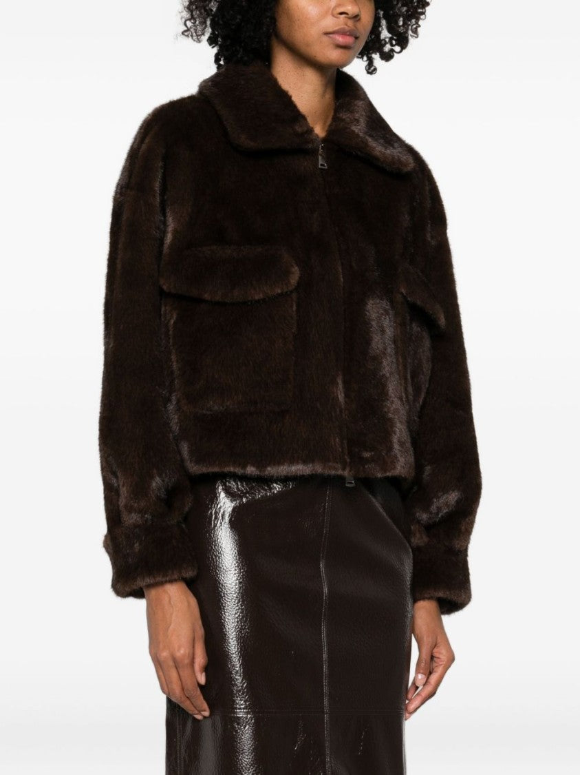 Betta Corradi Plush Faux Fur Cropped Coat