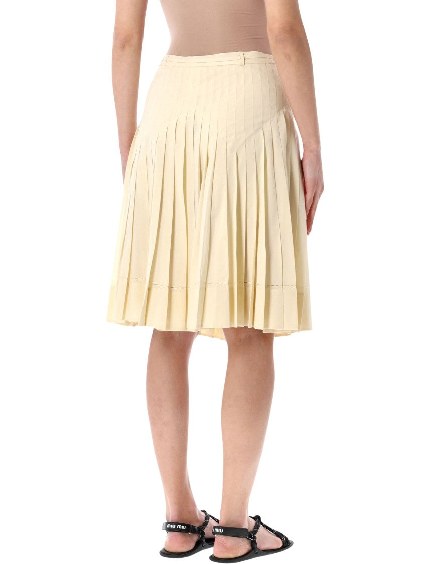 Low Classic Structured Pleated Midi Skirt With High Waist And Side Closure