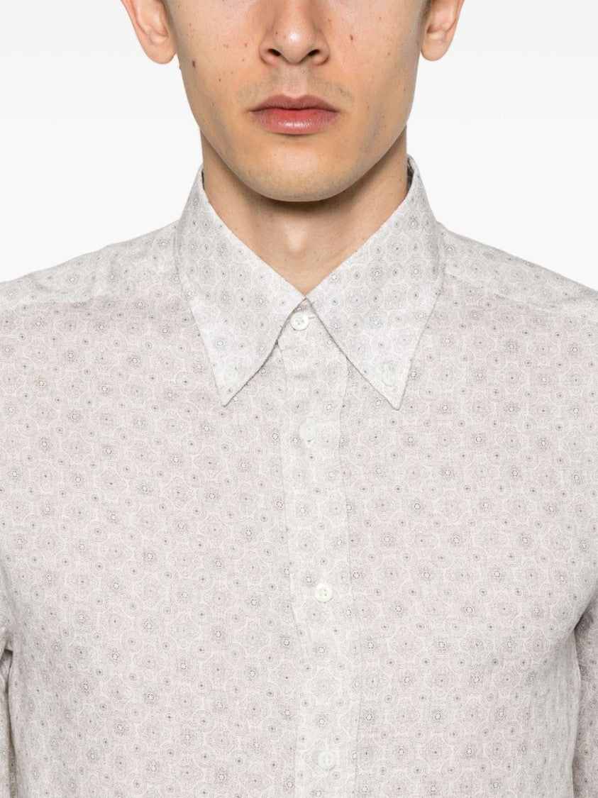 Brunello Cucinelli Linen Grey Shirt With Classic Button-Down Design