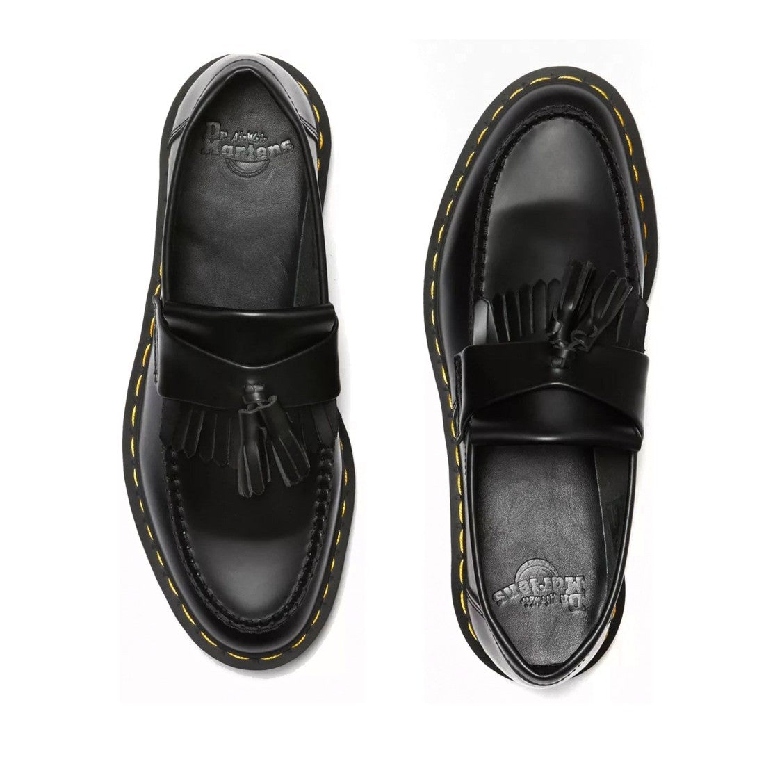 Dr. Martens Black Adrian Fringed Detail Stitching Leather Loafers