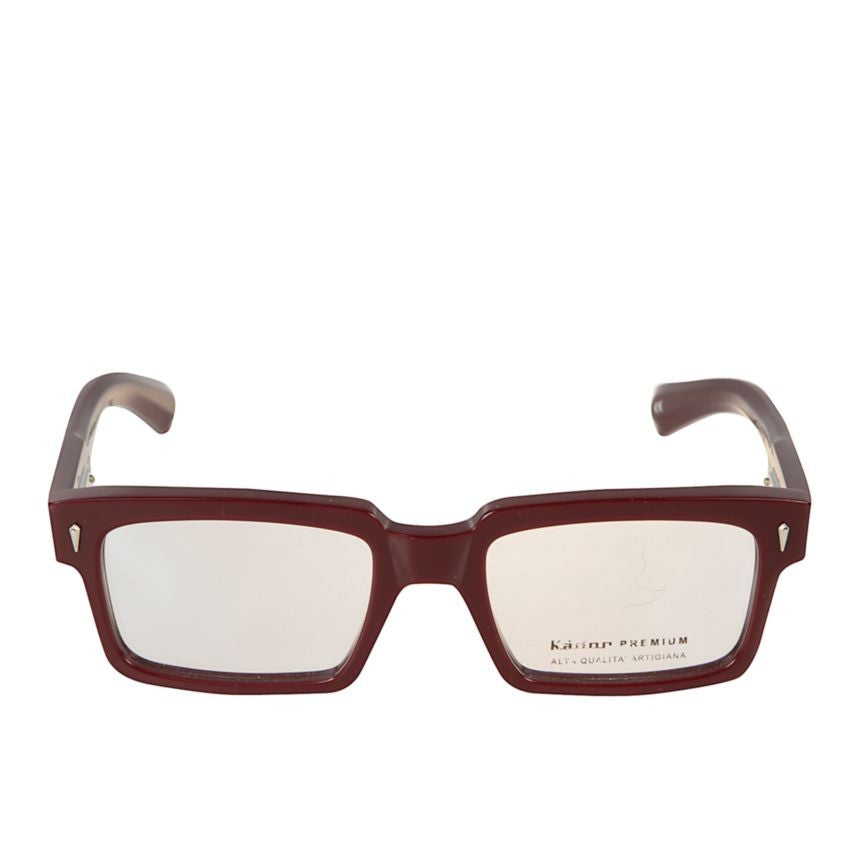 Kador Premium 2 Bold Rectangular Burgundy Eyeglasses With Metallic Accents