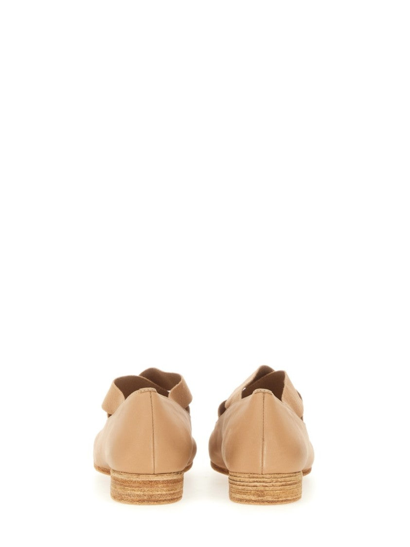 Uma Wang Square-Toe Cross Strap Calf Leather Flats