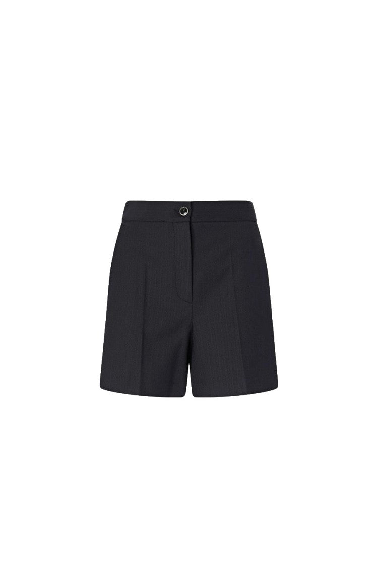 Pinko Navy Polyester-Wool Blend Pinstripe Shorts