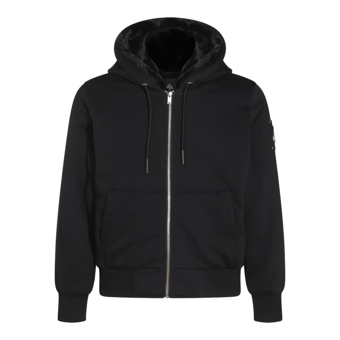 Moose Knuckles Hooded Black Jacket With Plush Lining