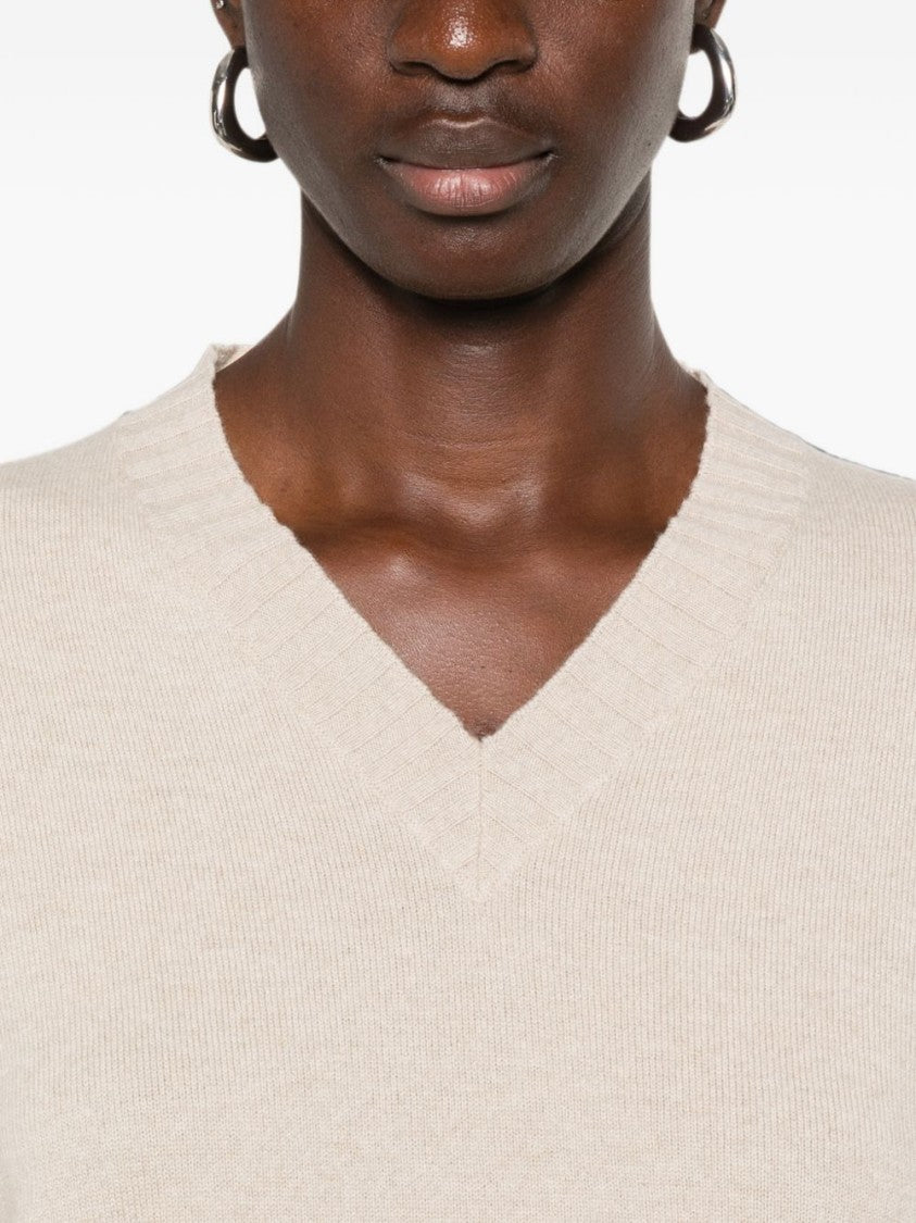 Fabiana Filippi Fine Knit V-Neck Ribbed Sweater