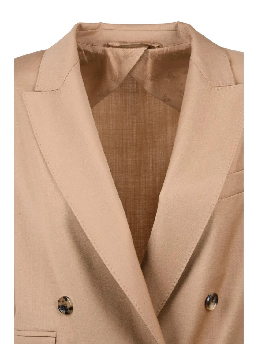 Max Mara Beige Virgin Wool Double-Breasted Blazer