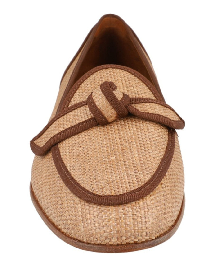 Alexandre Birman Grosgrain-Trim Raffia Loafers