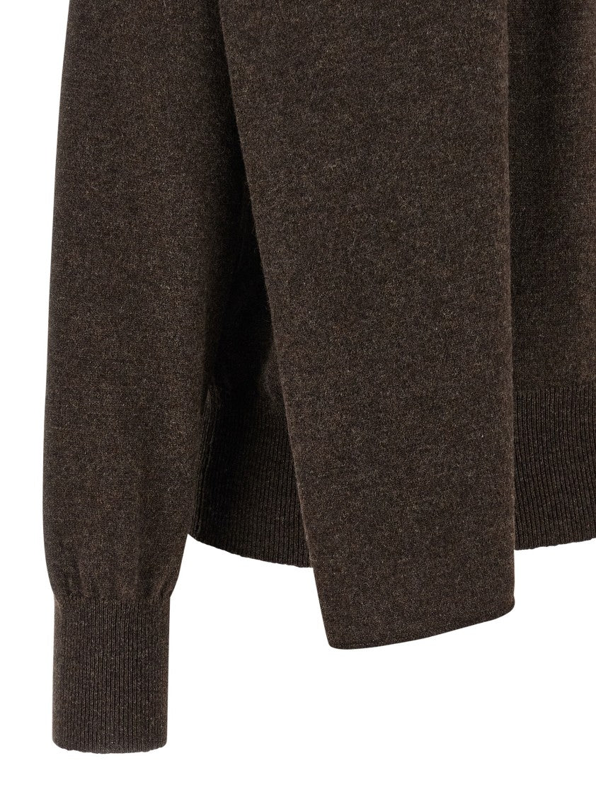 Ferragamo Mélange Cashmere Cardigan With Unique Scarf Insert