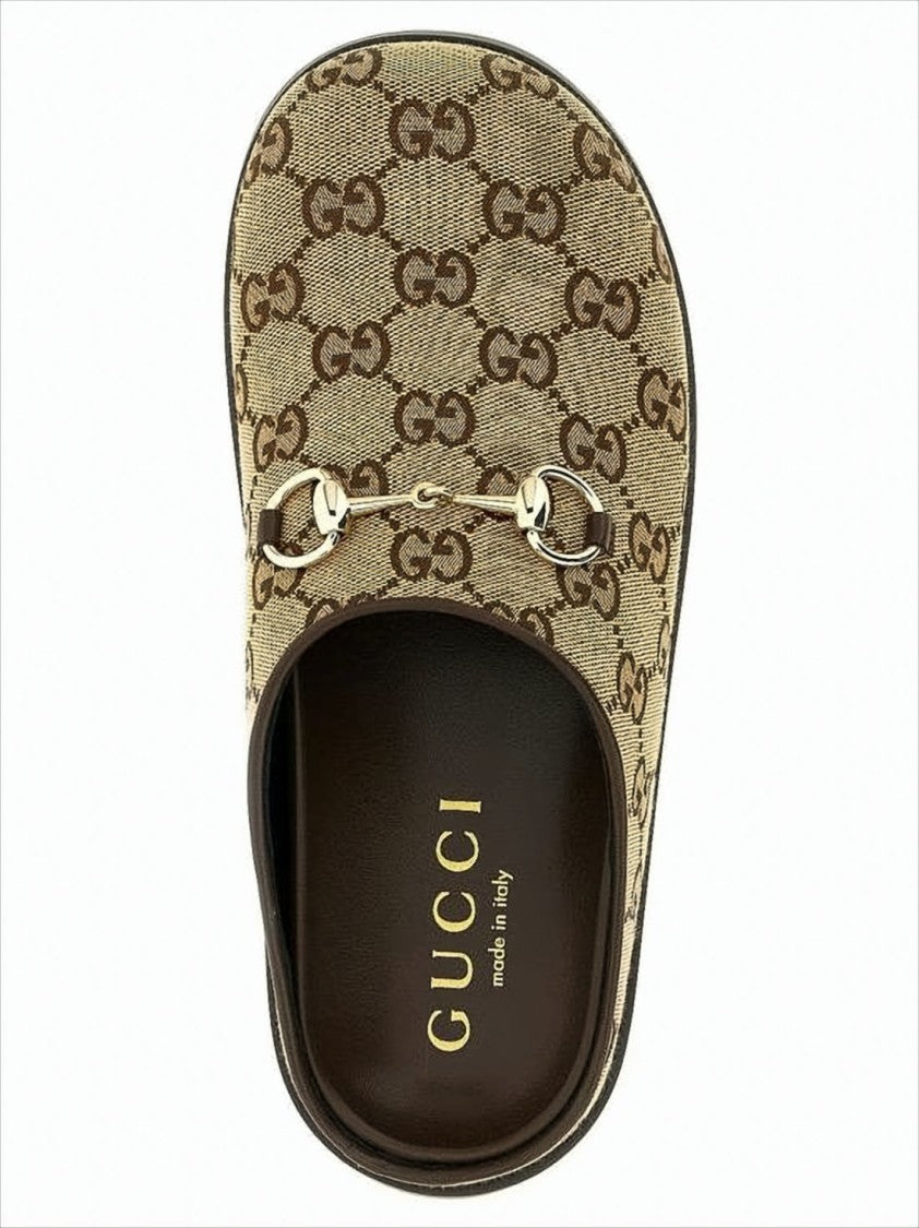 Gucci Canvas Slip-On Mules With Monogram Design