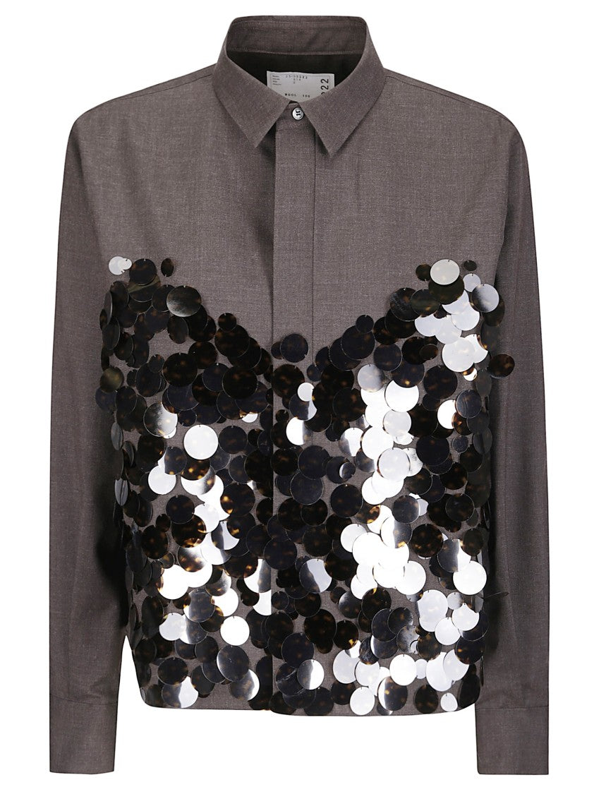 Sacai Suiting X Sequin Embroidery Shirt