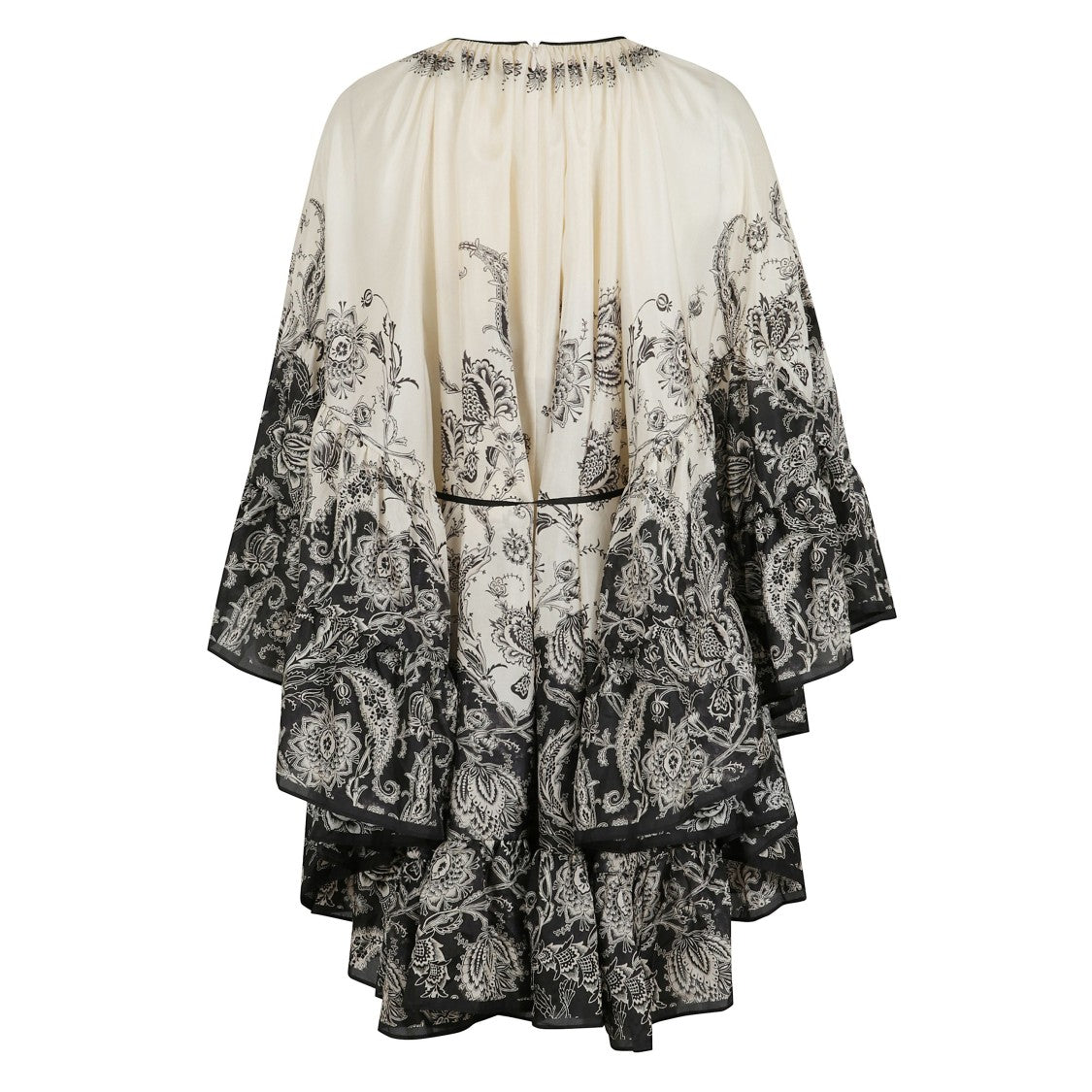 Zimmermann Bell-Shaped Mini Dress In Cream And Black Floral Hues