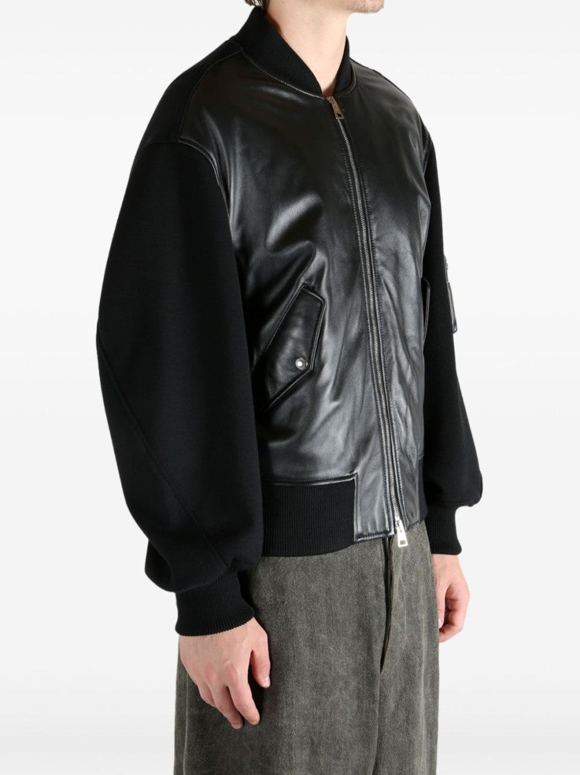 Givenchy Bomber-Style Sweater With Leather Front Panel