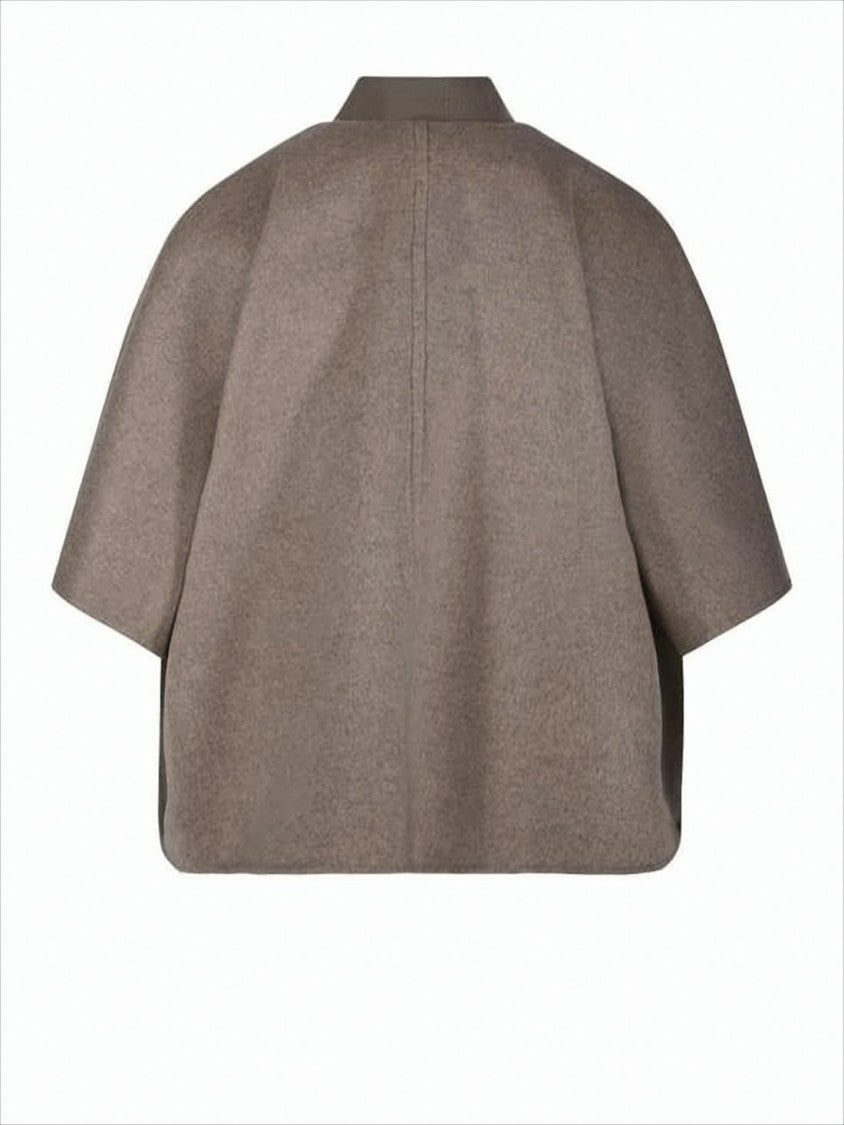 Max Mara Cashmere Cape With Button-Up Front And Ribbed Trims