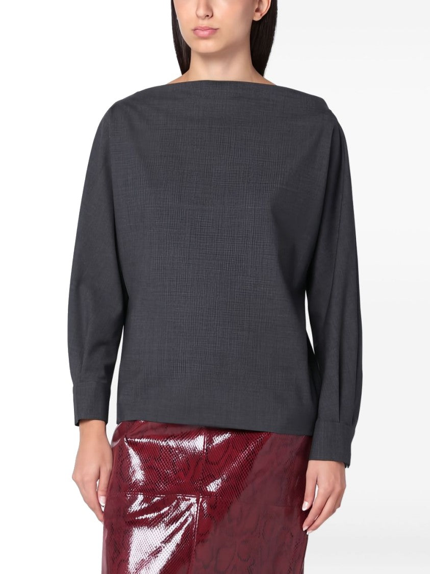 Parosh Chic Anthracite Blouse With Textured Pattern