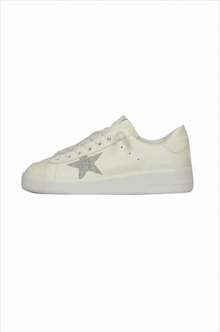 Golden Goose Minimalist White Low-Top Sneakers With Glitter Star Detail