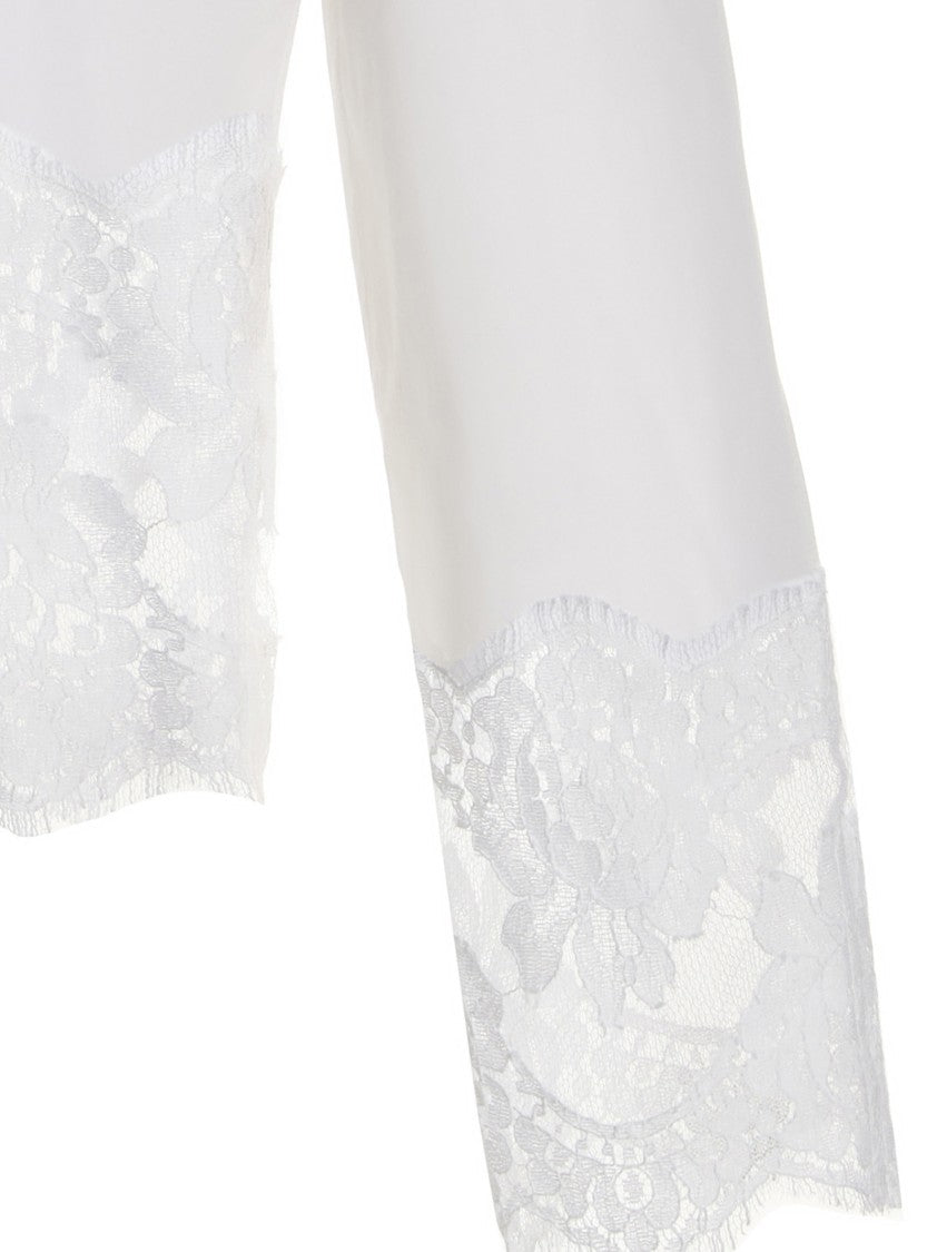 Dolce & Gabbana Cropped Cotton Poplin Shirt With Lace Detailing