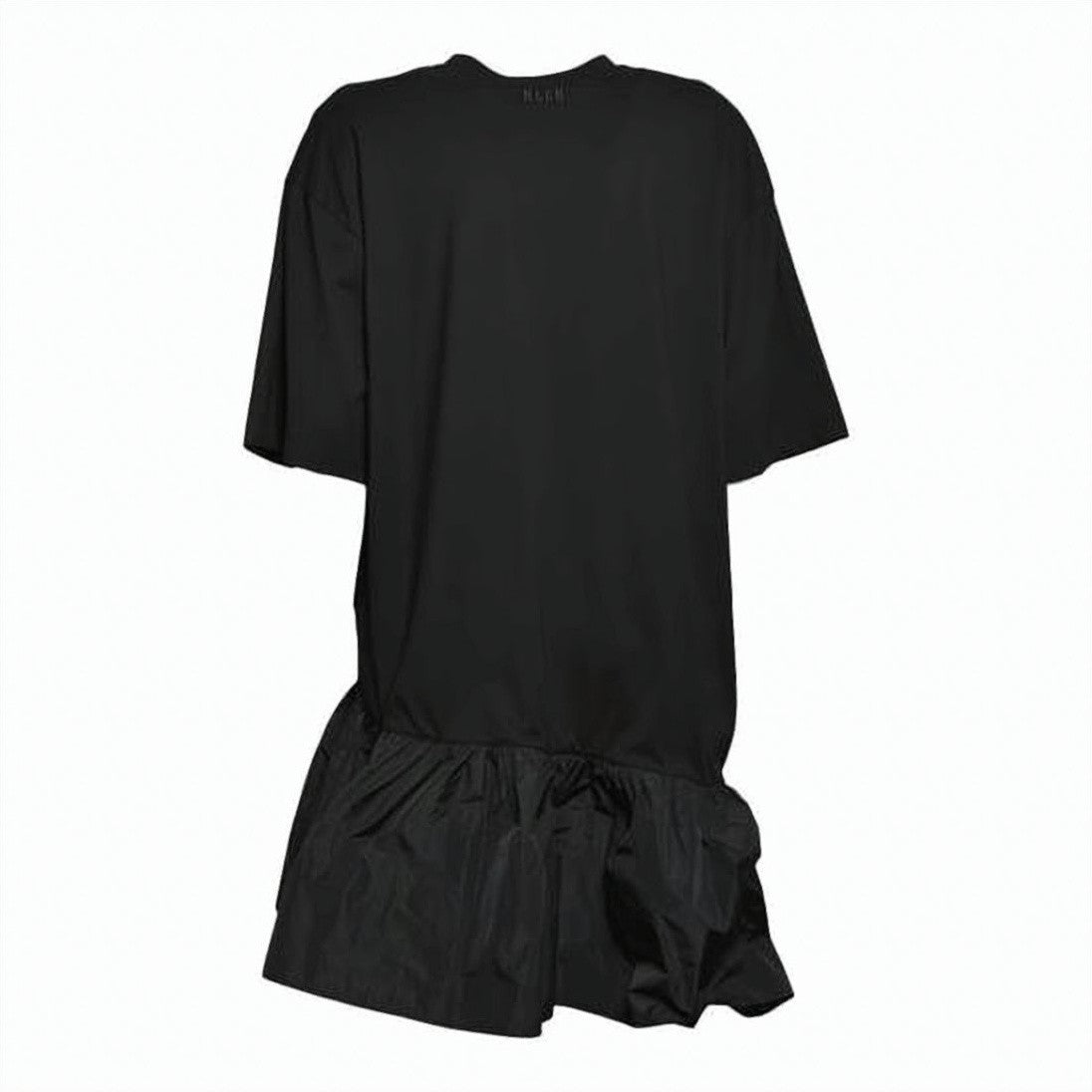 Msgm Short Dress With Gathered Ruffled Hem And Round Neckline