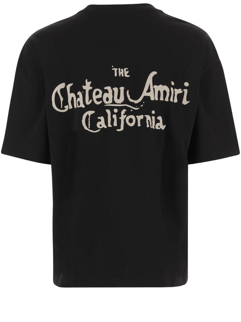 Amiri Black Cotton T-Shirt With Graphic Art