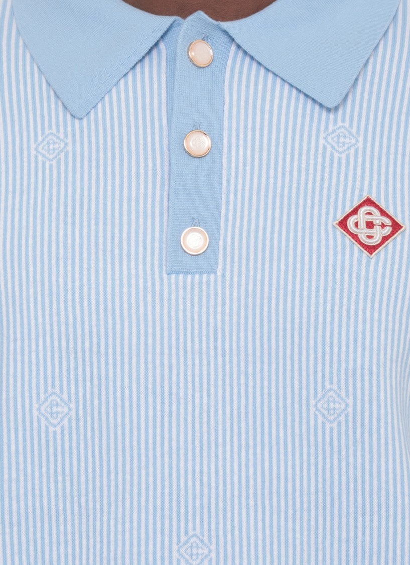 Casablanca Light Blue Pinstripe Striped Polo Shirt