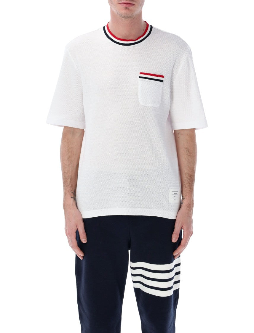 Thom Browne Textured Striped Cotton T Shirt