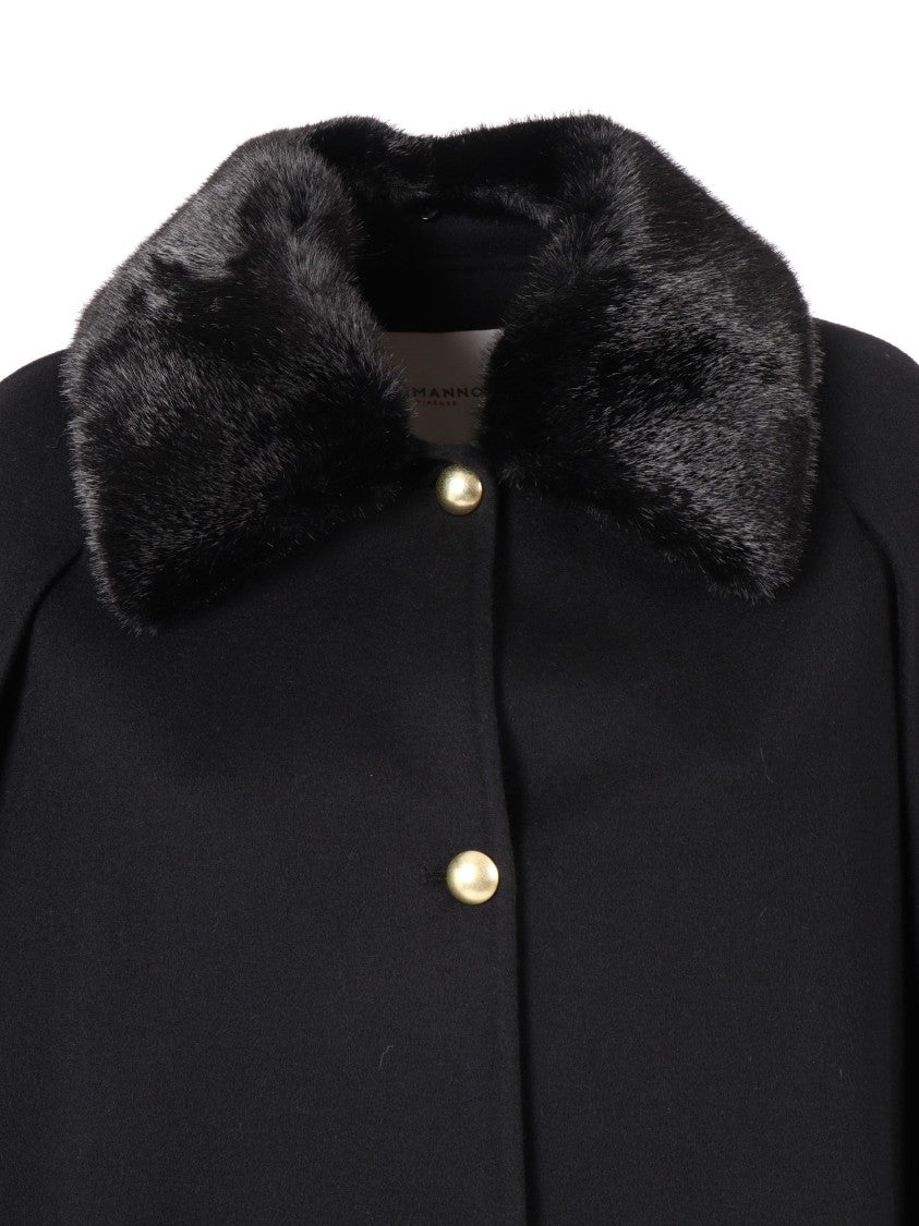 Ermanno Scervino Wool Blend Cape With Clean Lines