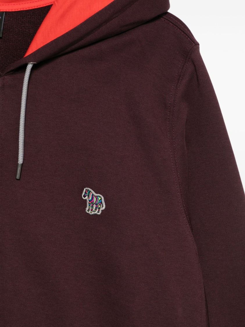 Paul Smith Burgundy Zip-Up Hoodie With Contrasting Lining