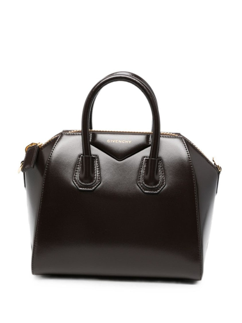 Givenchy Brown Structured Gold-Tone Hardware Handbag