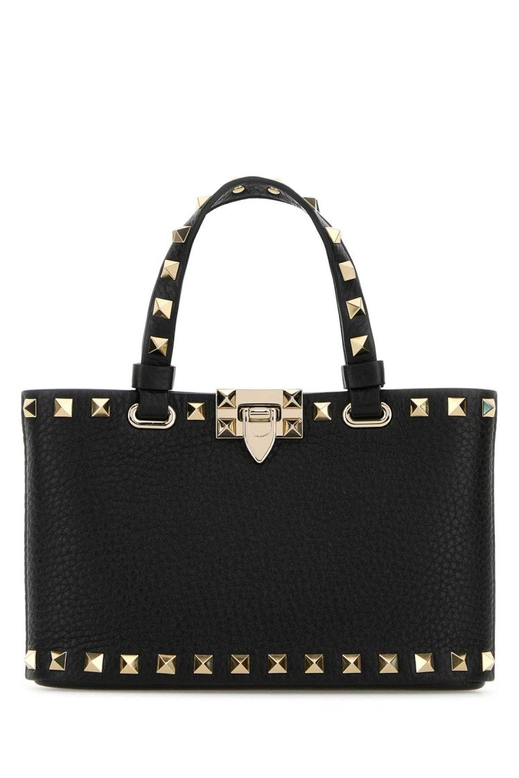 Valentino Garavani Black Leather Rockstud Handbag