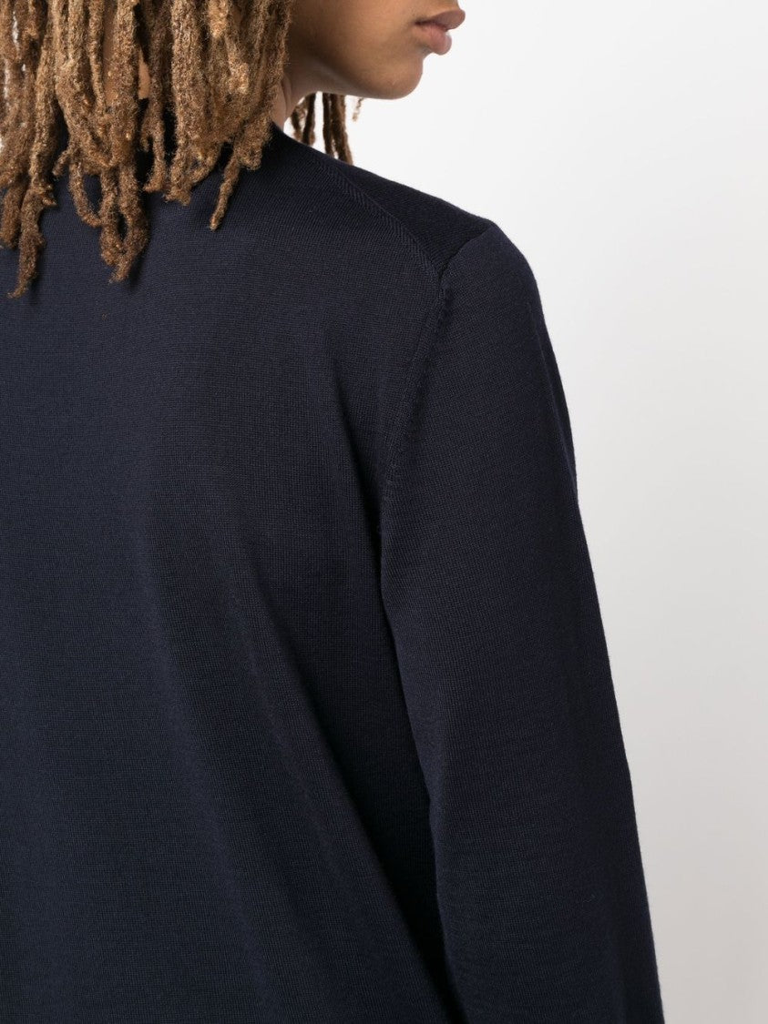 Boss Minimalist Blue Sweater With Classic Crew Neckline