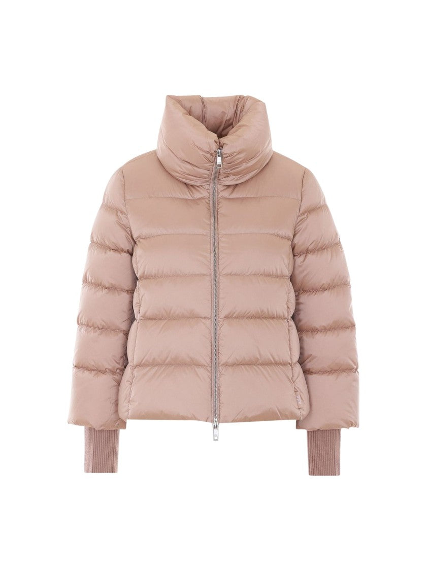 Add Plush Padded Down Cape With High Neck And Zip Closure