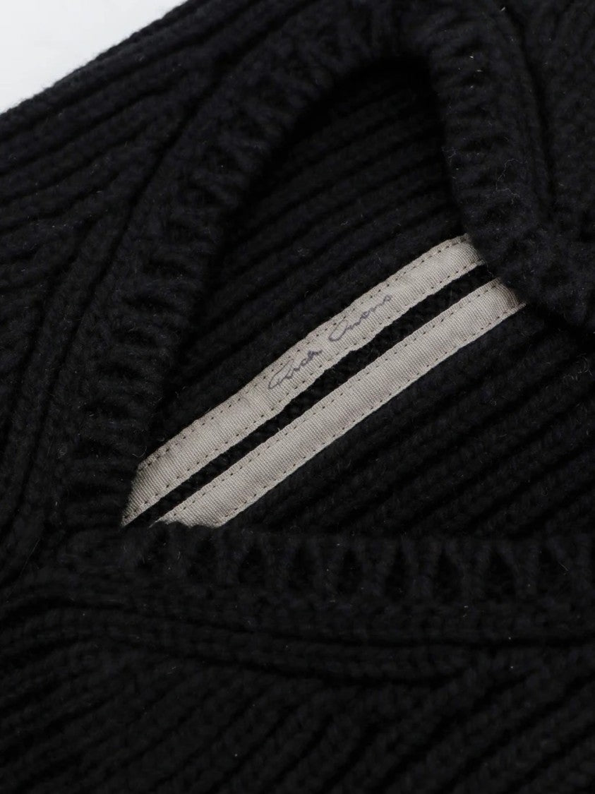 Rick Owens Ribbed Knit Balaclava With Heart-Shaped Cutout