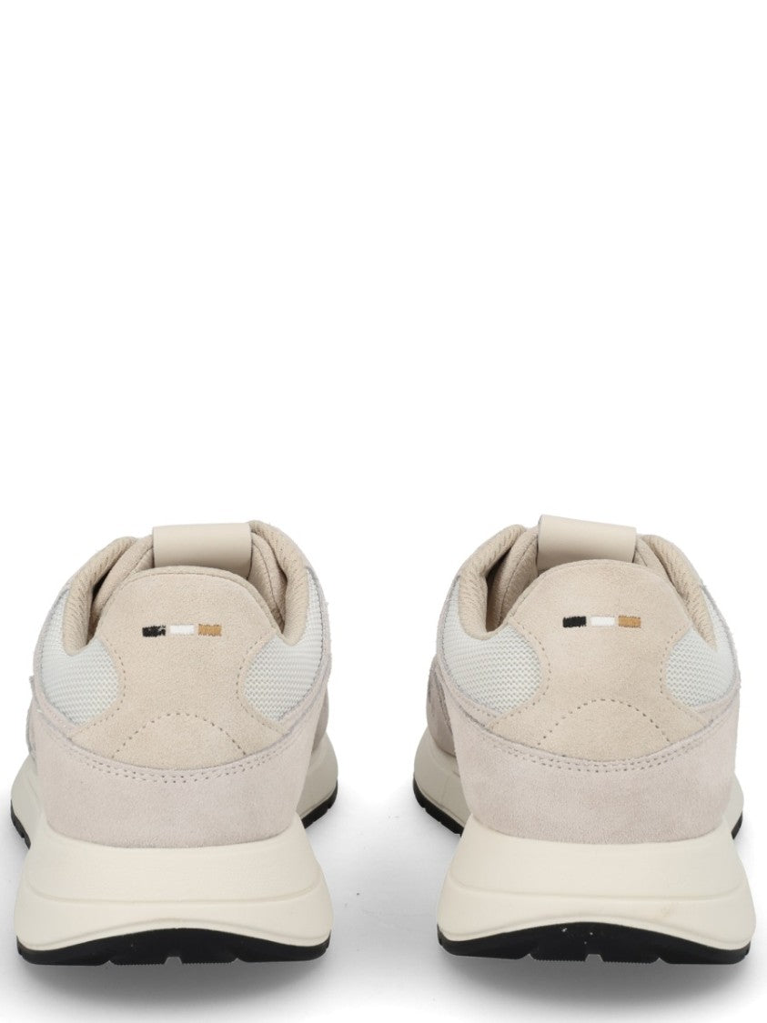 Boss Monogrammed Smooth Textured Leather Sneakers