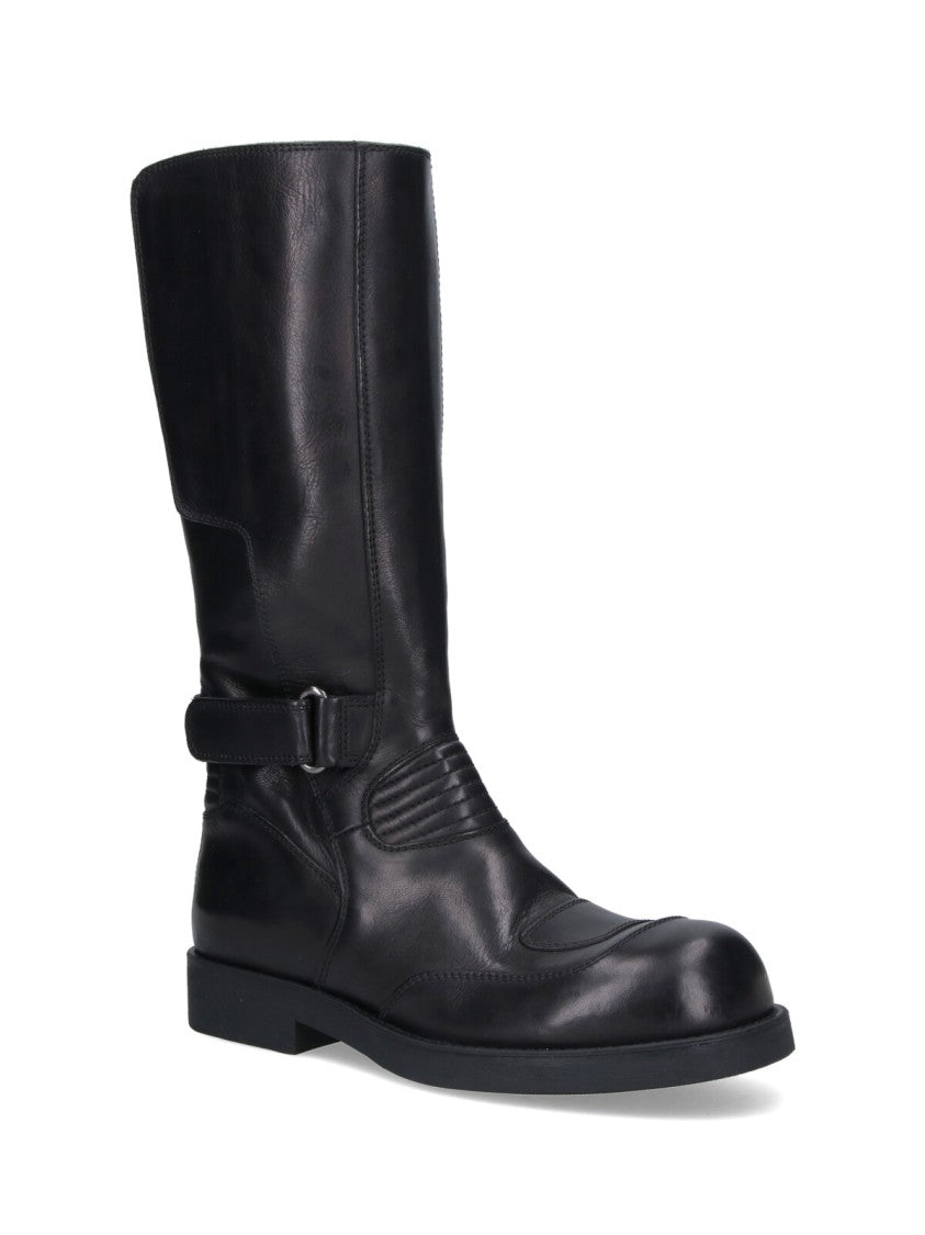 Mm6 By Maison Margiela Timeless All-Black Boots With Classic Silhouette