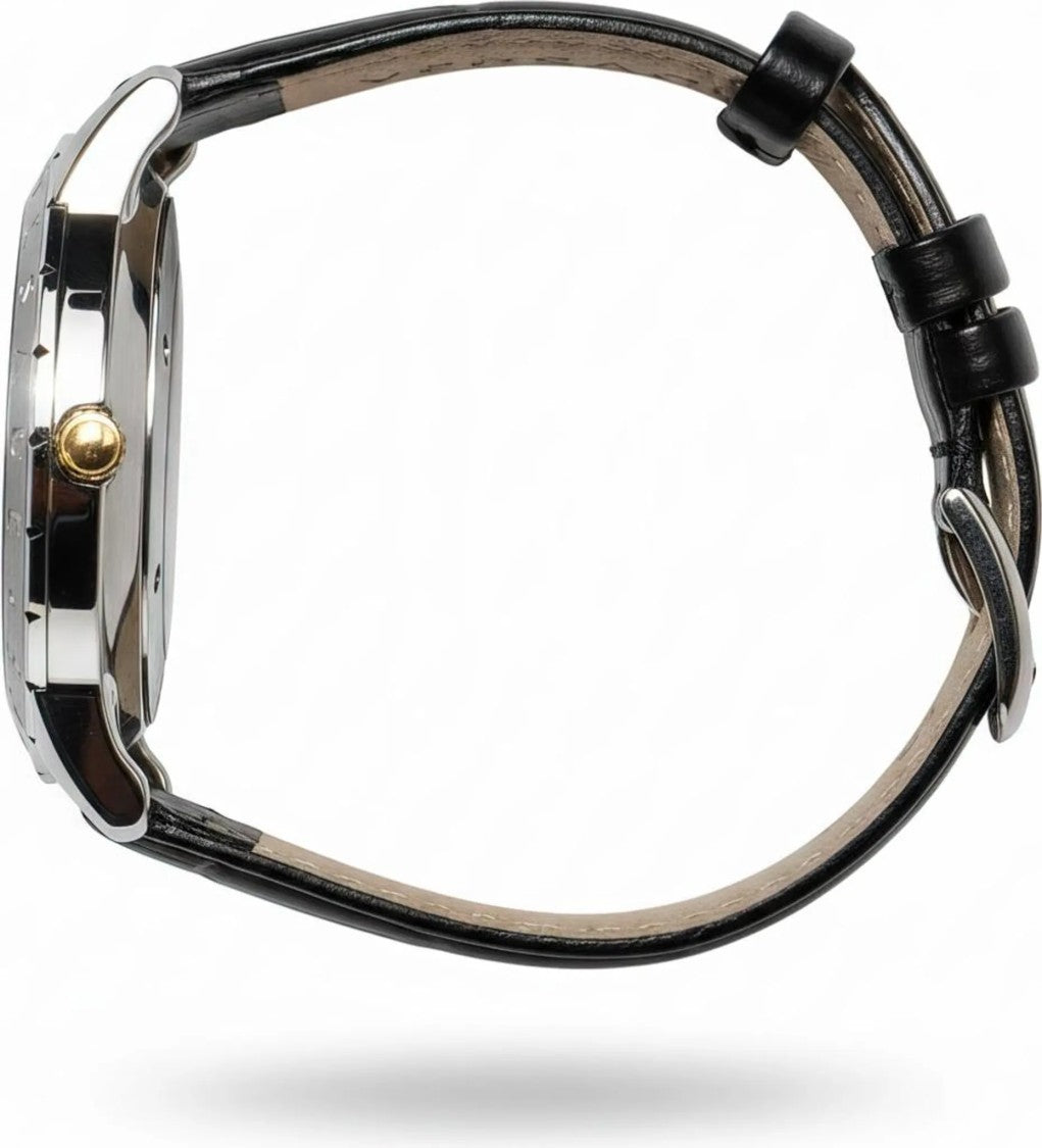 Versace 43Mm Automatic Watch With Luminous Dial And Calf Leather Strap