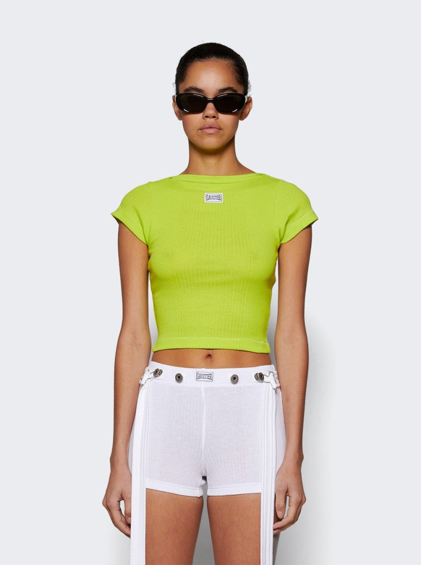 Jean Paul Gaultier Cropped Patch T-Shirt Lime