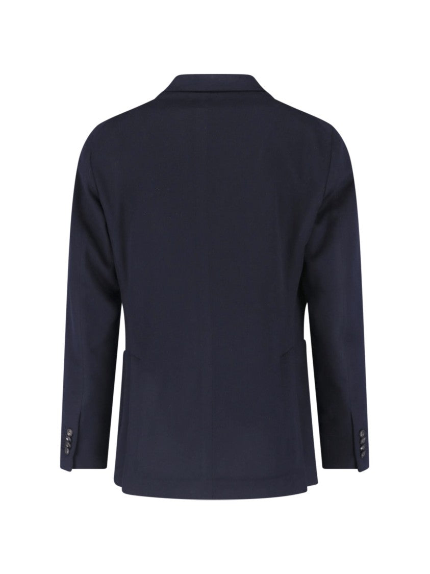 Tagliatore Navy Blue Double-Breasted Cashmere Blazer With Peak Lapel