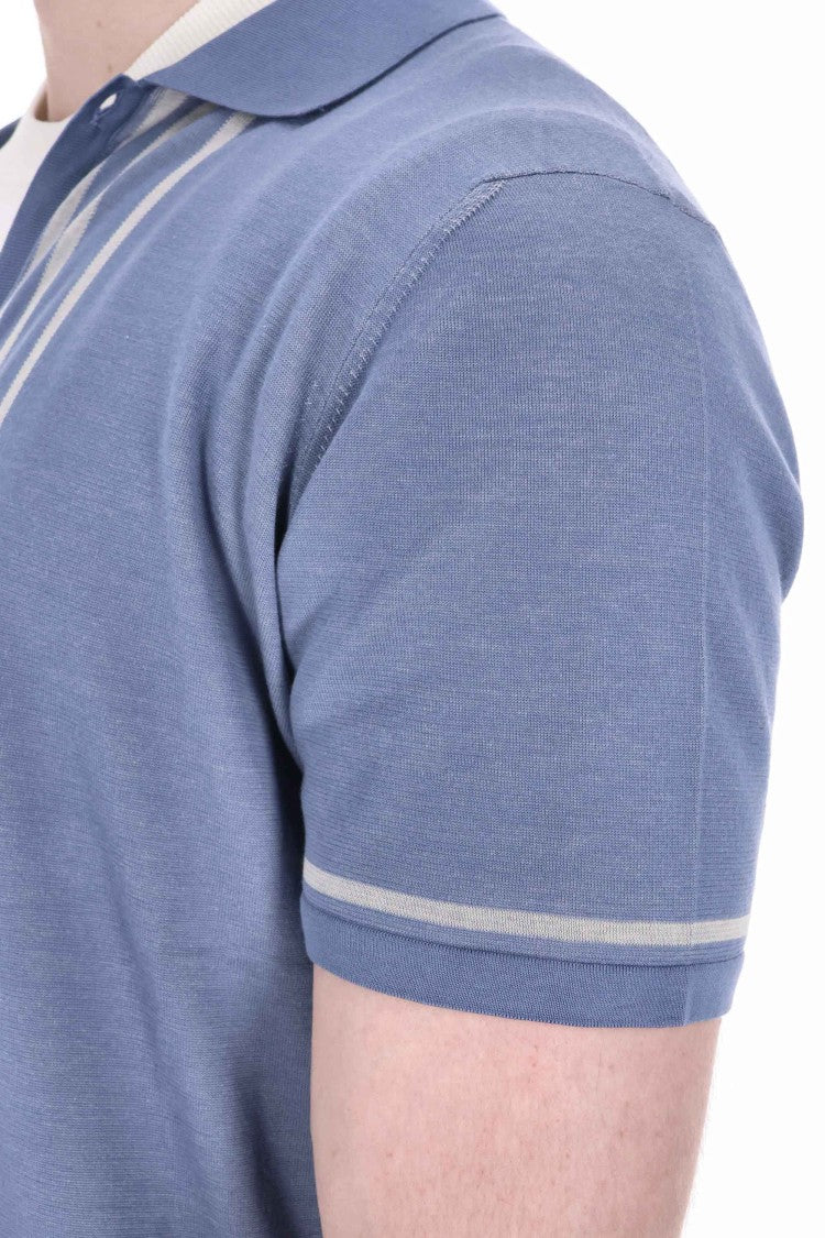 Drumohr Vertical Stripe Cotton Polo-Shirt