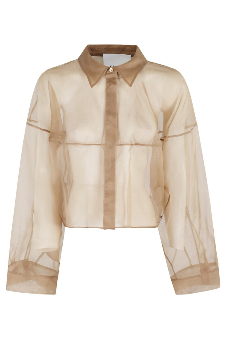 Erika Cavallini Cropped Oversized Silk Organza Shirt